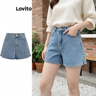 Lovito Shorts Jeans Femininos Casuais com Bolsos, Modelagem Reta, Multicolorido, L68ED114 em Oferta na Shopee