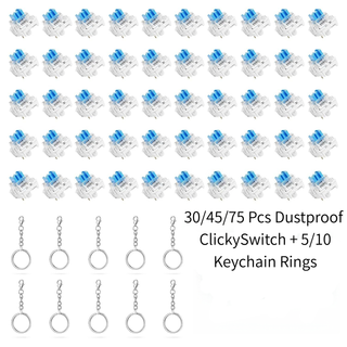 75 Peças Interruptor de Teclado Mecânico Clique Tátil com 10 Chaveiros – 30 Milhões de Clicks, Interruptor Clicker