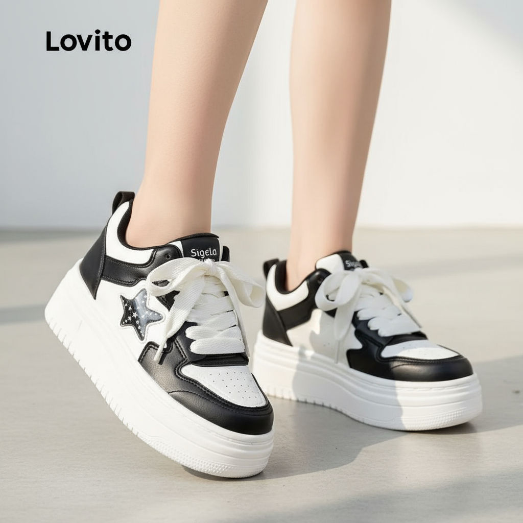 Lovito Sapato Feminino Largo Elegante Versátil Para Estudantes LFA81008 em Oferta na Shopee