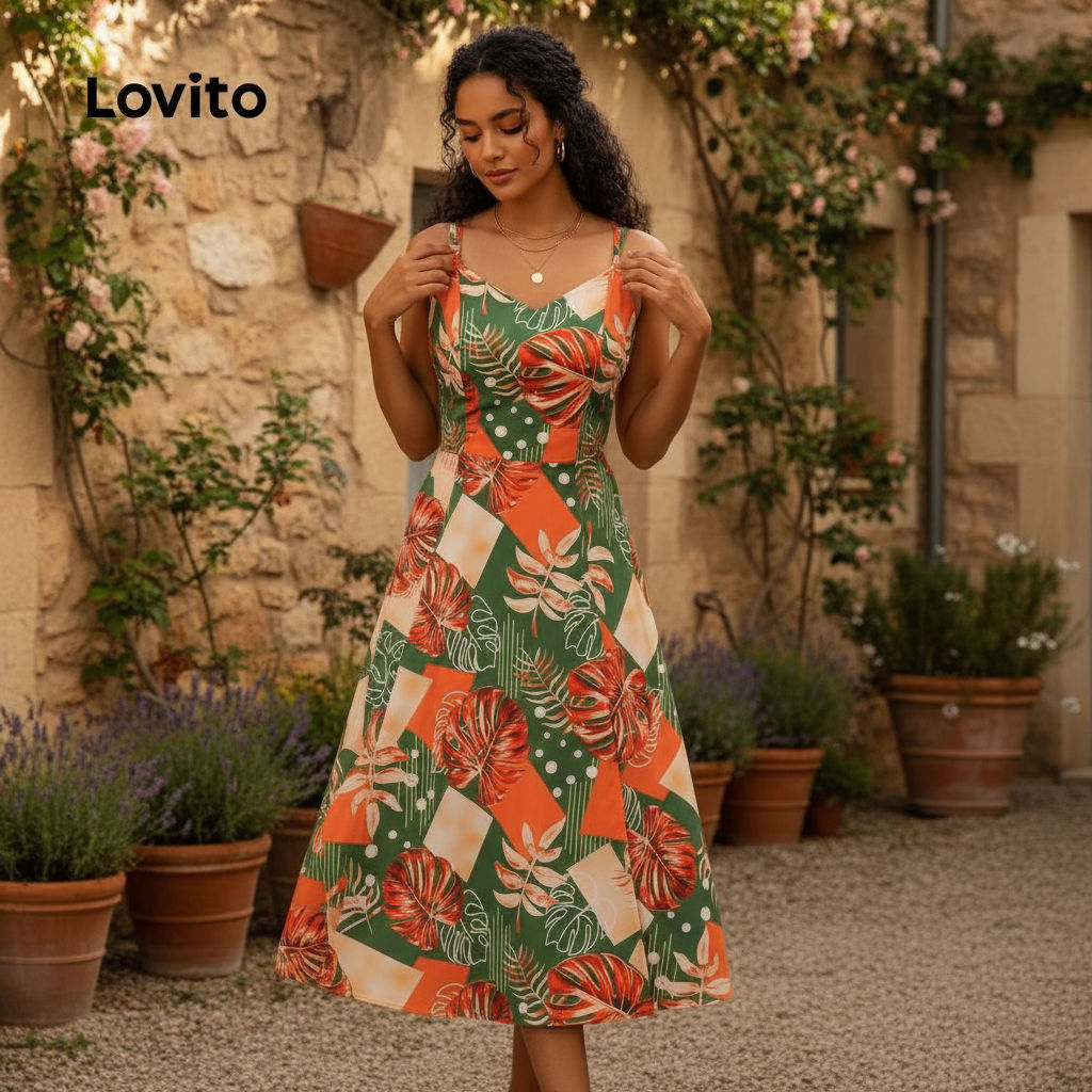 Lovito Vestido Feminino Boho Floral com Estrutura para Verão/Primavera LBL19200 em Oferta na Shopee