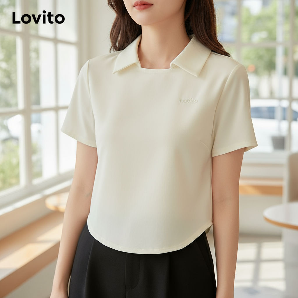 Lovito Blusa Casual Feminina Bordada LNE51076 em Multicolorido