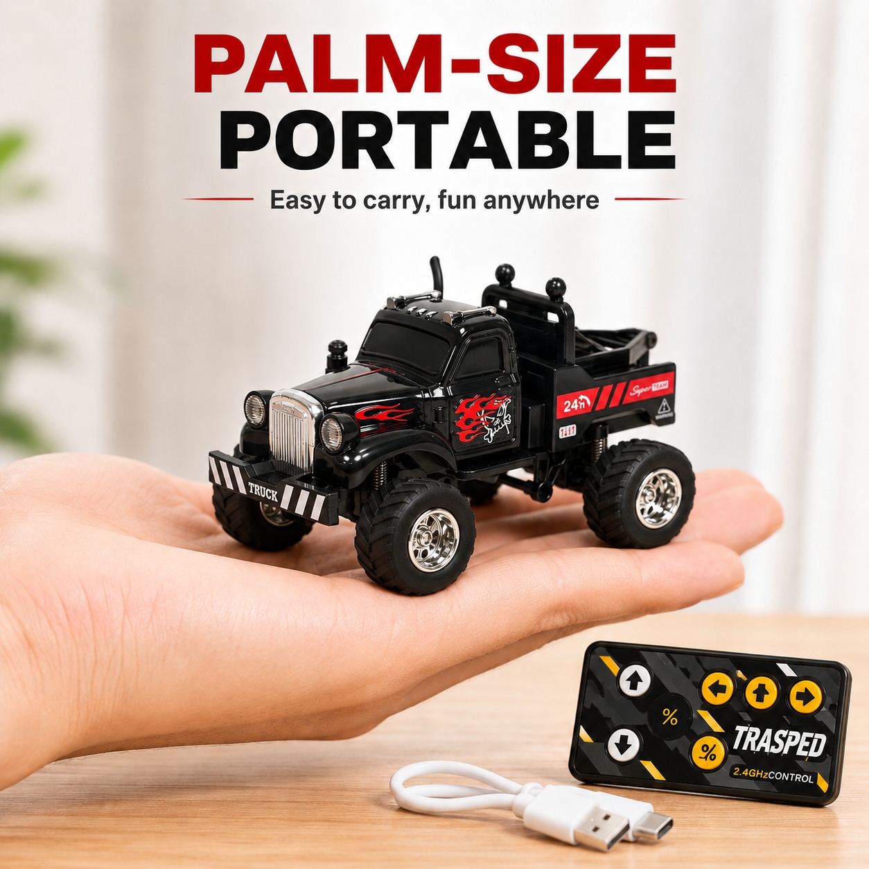 Caminhão reboque de mini carros de controle remoto para crianças, escala 1:64, modelo realista de caminhões de resgate — imagem 2 de 2