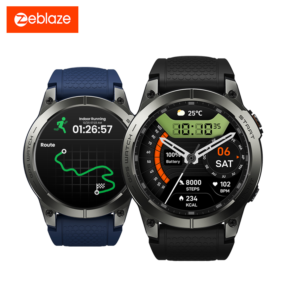 Zeblaze Stratos 3 Pro Smartwatch Relógio Inteligente Correr Gps Embutido & Rota Importação Display Amoled Blue