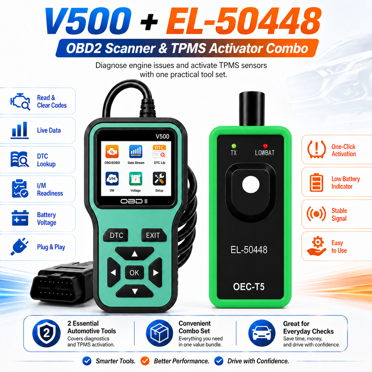 V500 Obd2 Scanner Tpms Redefinir Verificação Leitor De Código Do Motor Dados Ao Vivo Pneu Sensor Reaprender Kit Para Gm