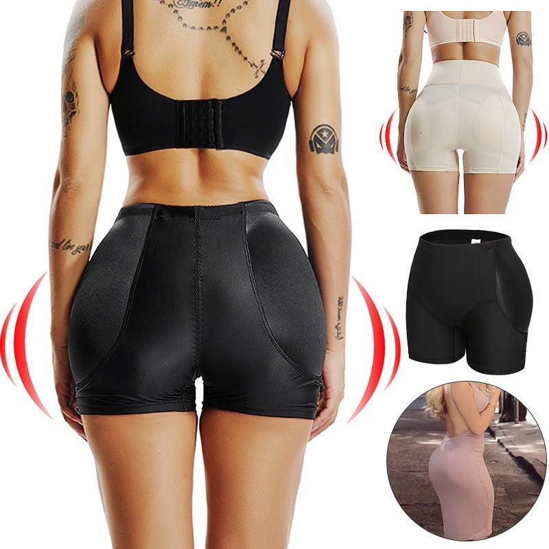 Shorts Levanta Bumbum Sem Costura para Mulheres - Realçador de Quadril com Enchimento, Roupa Modeladora Respirável para