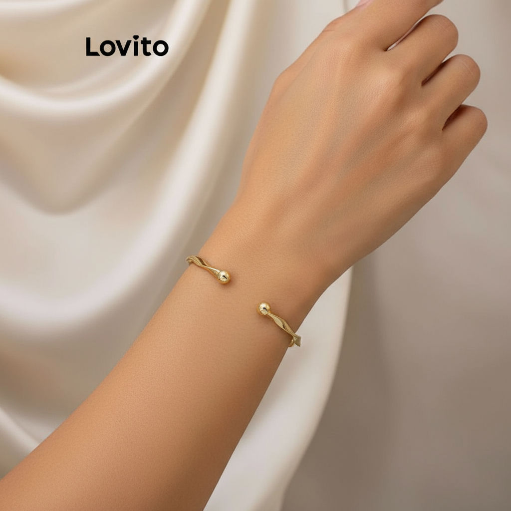 Lovito Casual Pulseira Feminina Simples Aberta Versátil para Melhores Amigas LFA09649\3