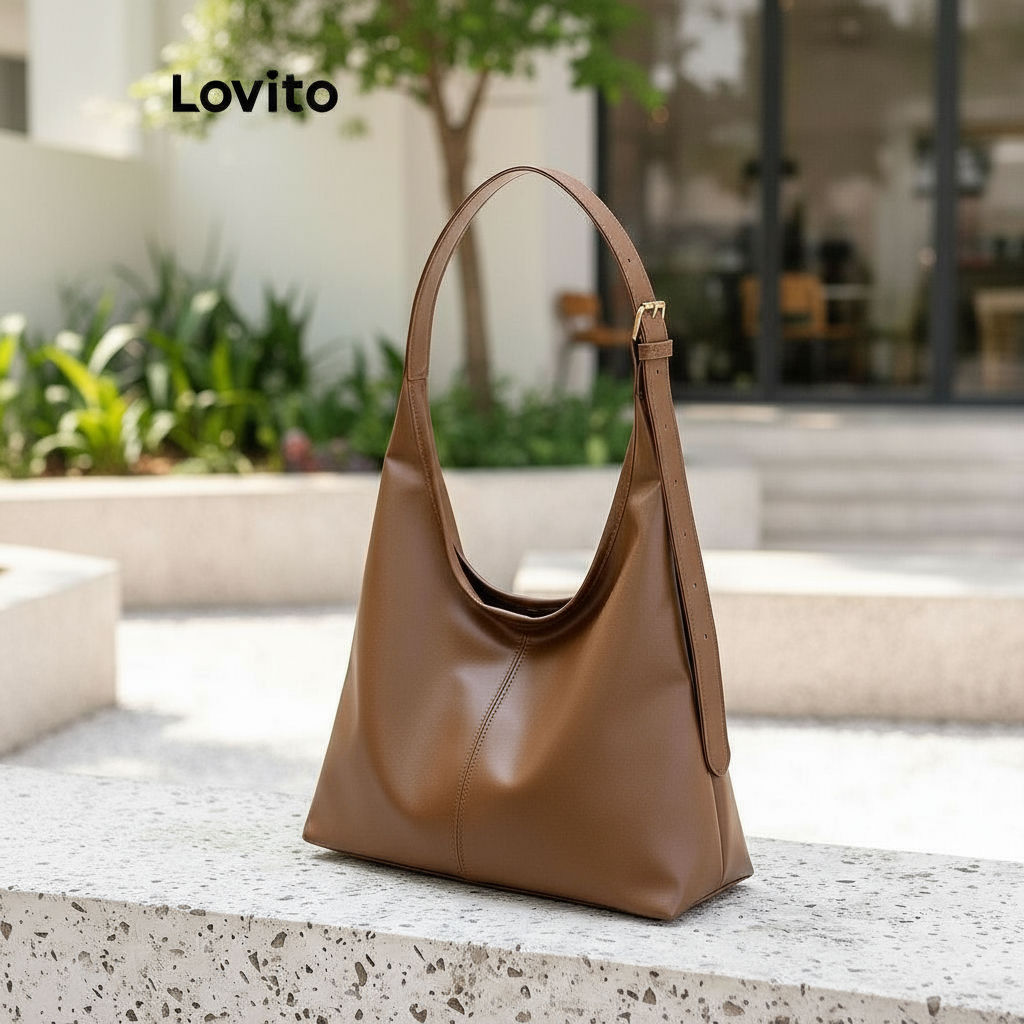 Lovito Bolsa Feminina Casual de Ombro Lisa LFA57091 em Oferta na Shopee