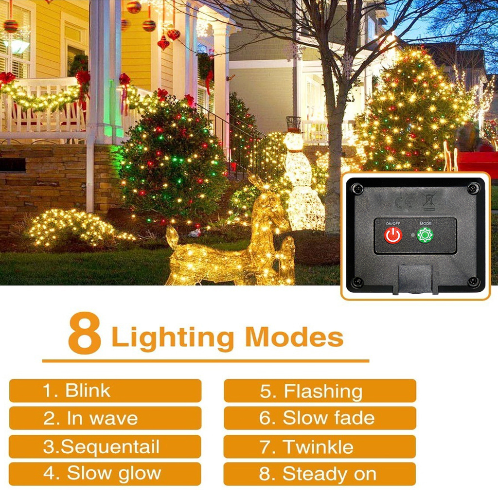 Luzes Solares De Corda De Fadas-Lâmpada LED À Prova D'água IP67 Para Jardim De Festa-Função De Memória De 8 Modos-Fio De · foto 2