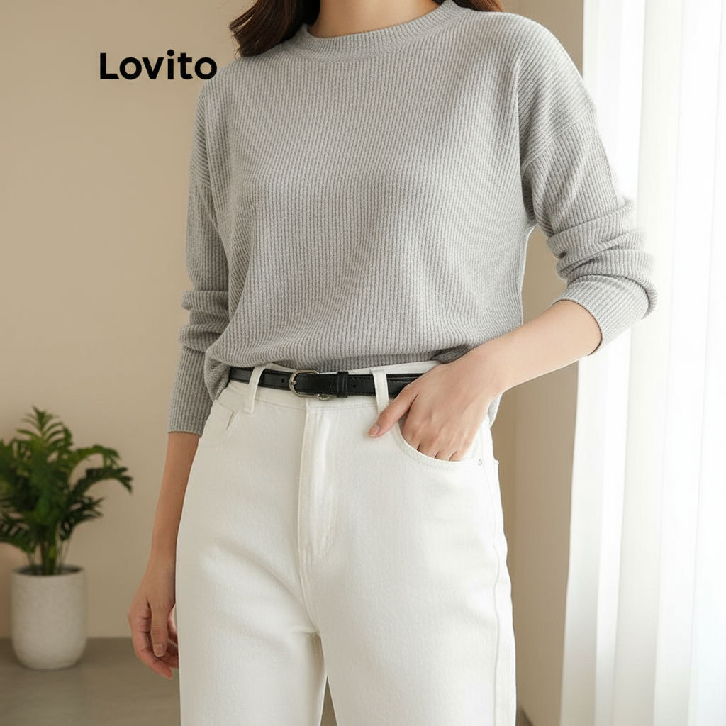 Lovito Cinto Casual Feminino Liso Básico Não Poroso L38ED003 (Marrom Mocha/Preto) em Oferta na Shopee