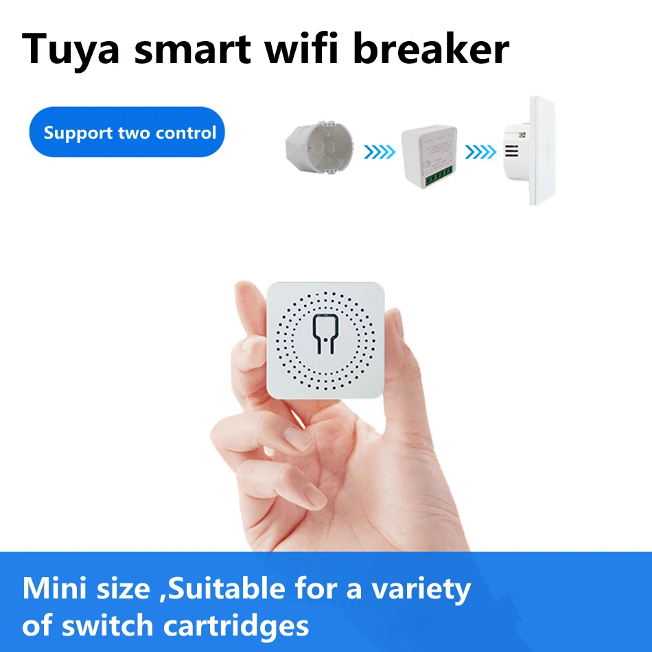 Interruptor WiFi Tuya Mini 16A 2 Vias, Temporizador, Relé DIY, Controle Remoto e por Voz, Automação Inteligente para — imagem 2 de 2
