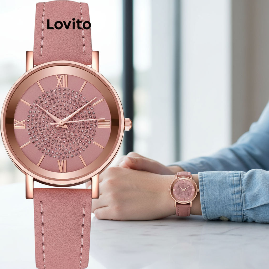 Lovito Relógio de Quartzo Feminino à Prova d'Água com Detalhes em Strass LFA27344 em Oferta na Shopee