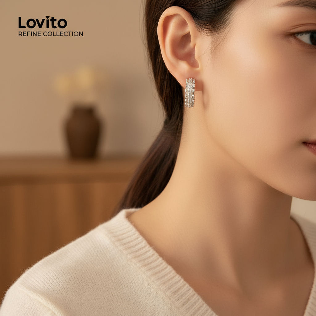 Lovito Brincos de Martelo de Diamante Completo Elegante LFA92061\2 em Oferta na Shopee