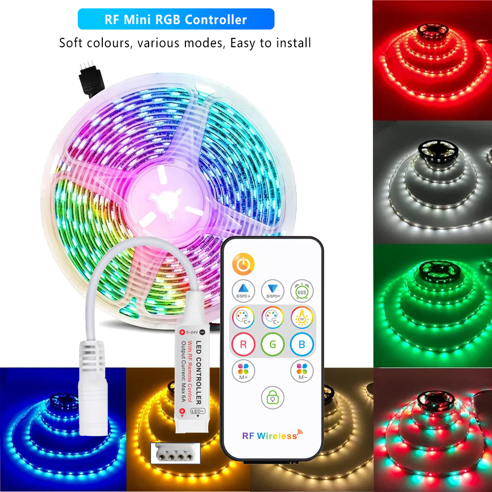 Luz De Tira LED RGB-Controle Remoto De 16 Cores Alimentado Por USB 5050 Para Decoração DIY Interna