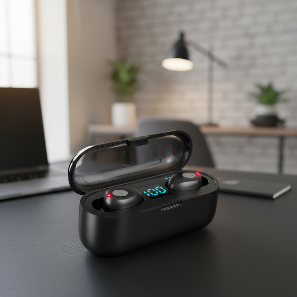  Vitog F9 TWS Fone de Ouvido Bluetooth Sem Fio com Microfone e Display LED de Alta Qualidade