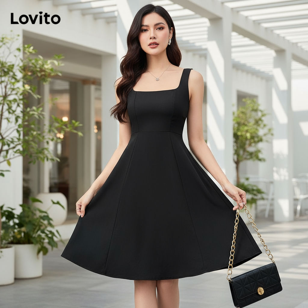 Lovito Vestido Feminino Básico e Elegante para Verão - Modelo L116MD003 em Oferta na Shopee