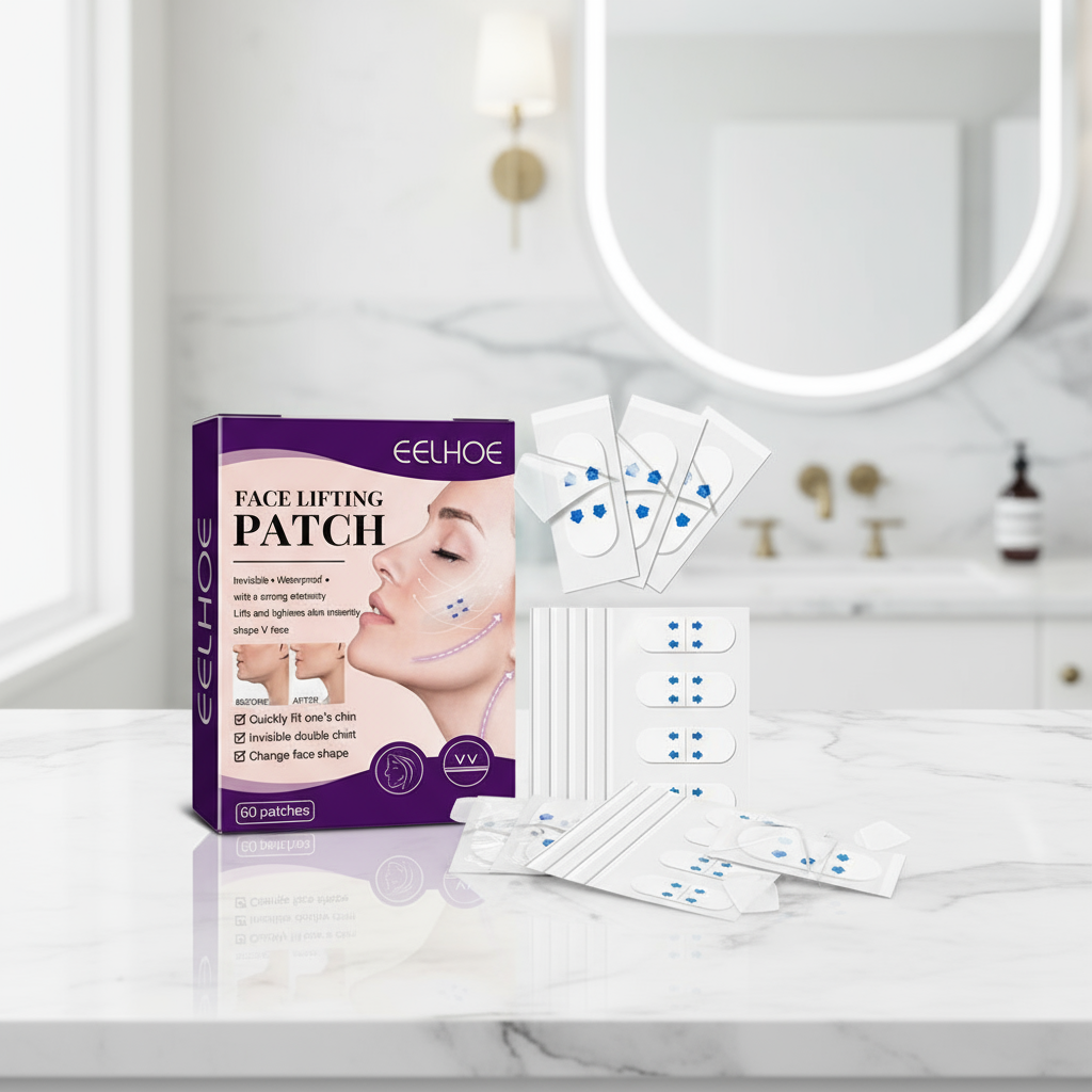 60 unidades de fita facial impermeável V, invisível, respirável, aperta e levanta o queixo.