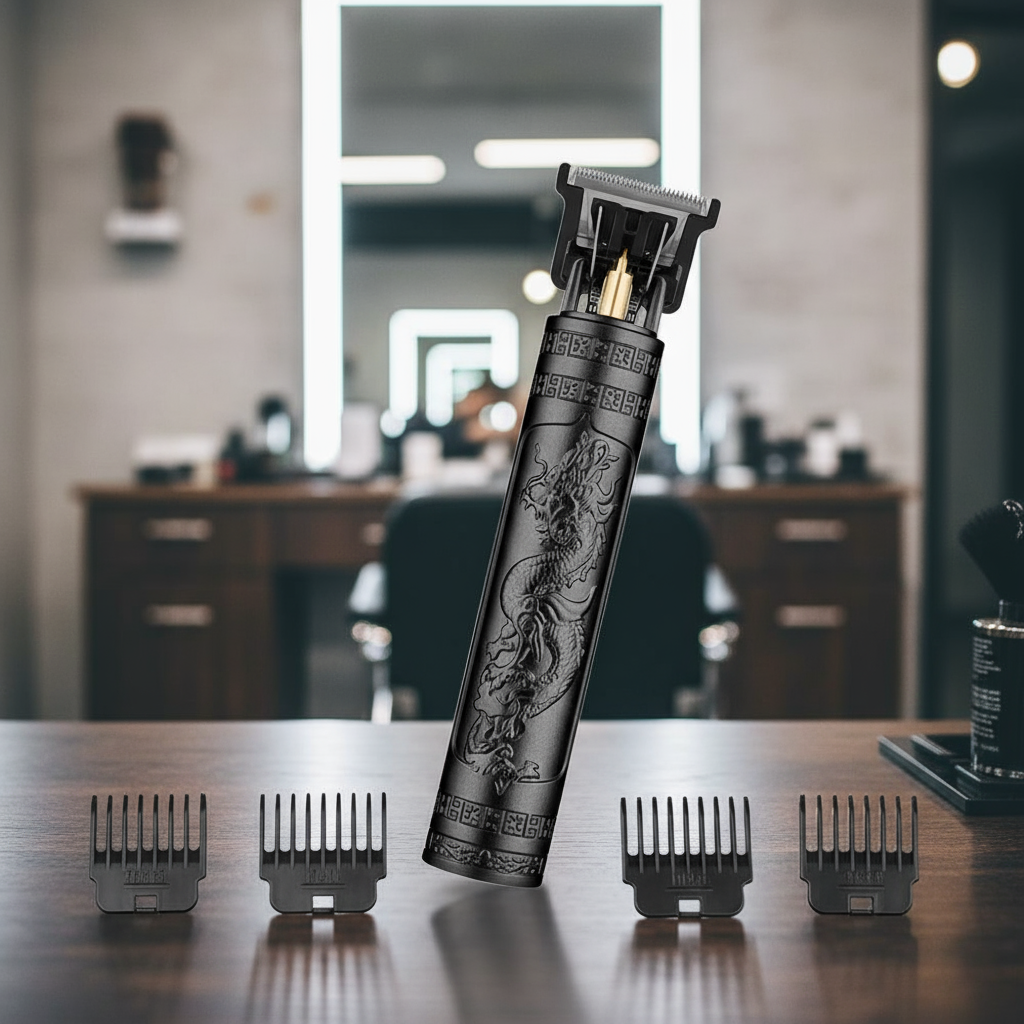 Aparelho de corte de cabelo profissional T9 com lâmina T para corte rente e acabamento, recarregável via USB, sem fio,