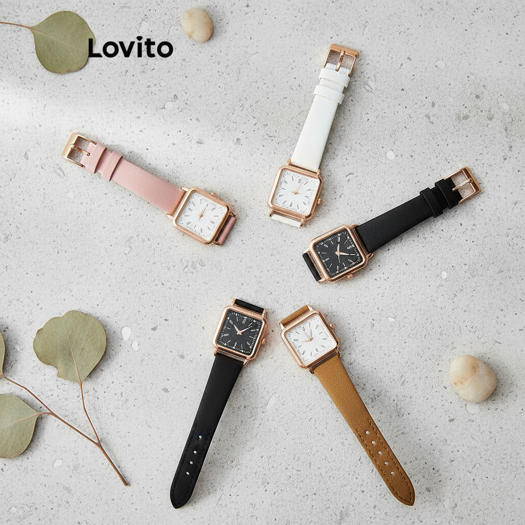 Lovito Relógio Feminino Casual Quartzo Quadrado Liso com Luminosidade LFA78169 em Oferta na Shopee