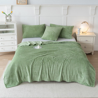 Manta de Flanela com Listras em Cores Lisas, Manta de lã coral quente para cama, sofá e poltrona, Manta decorativa