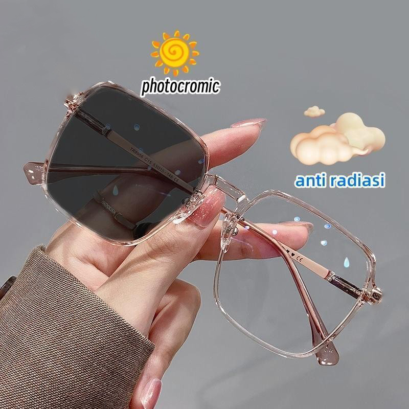  Óculos Unissex Fotocromático Bloqueador de Luz Azul - Armação Quadrada Anti-Radiação Lente Clara Óculos para Computador
