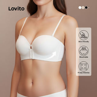 Lovito Bralette Casual Confortável de Pele Macia com Botões Frontais para Verão Feminino LNM66068 em Oferta na Shopee