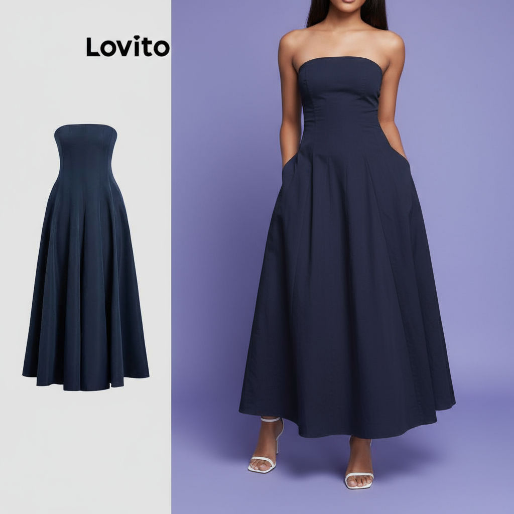 Lovito Vestido Feminino Casual com Design Minimalista e Corte Verão L112ED482