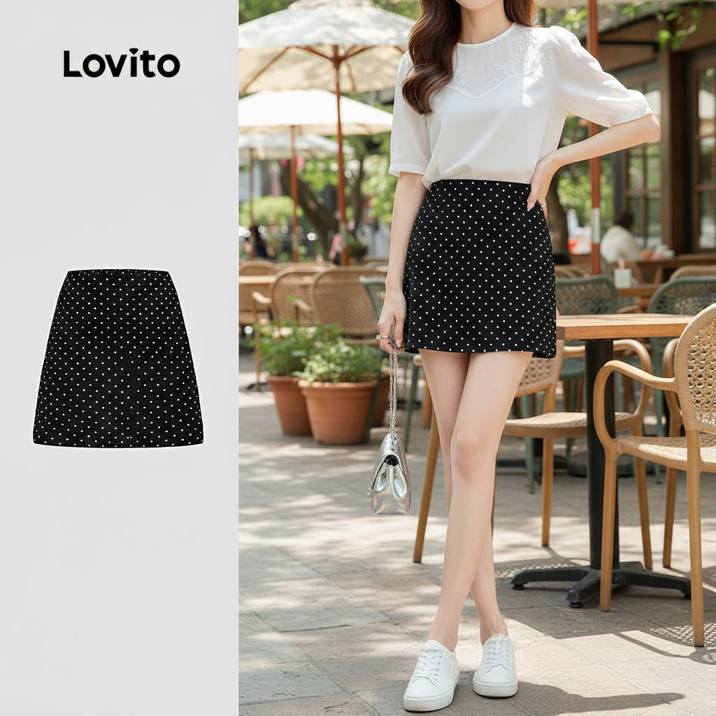 Lovito Saia Casual Feminina Preta Minimalista de Lazer para Primavera/Verão L144AD197 em Oferta na Shopee