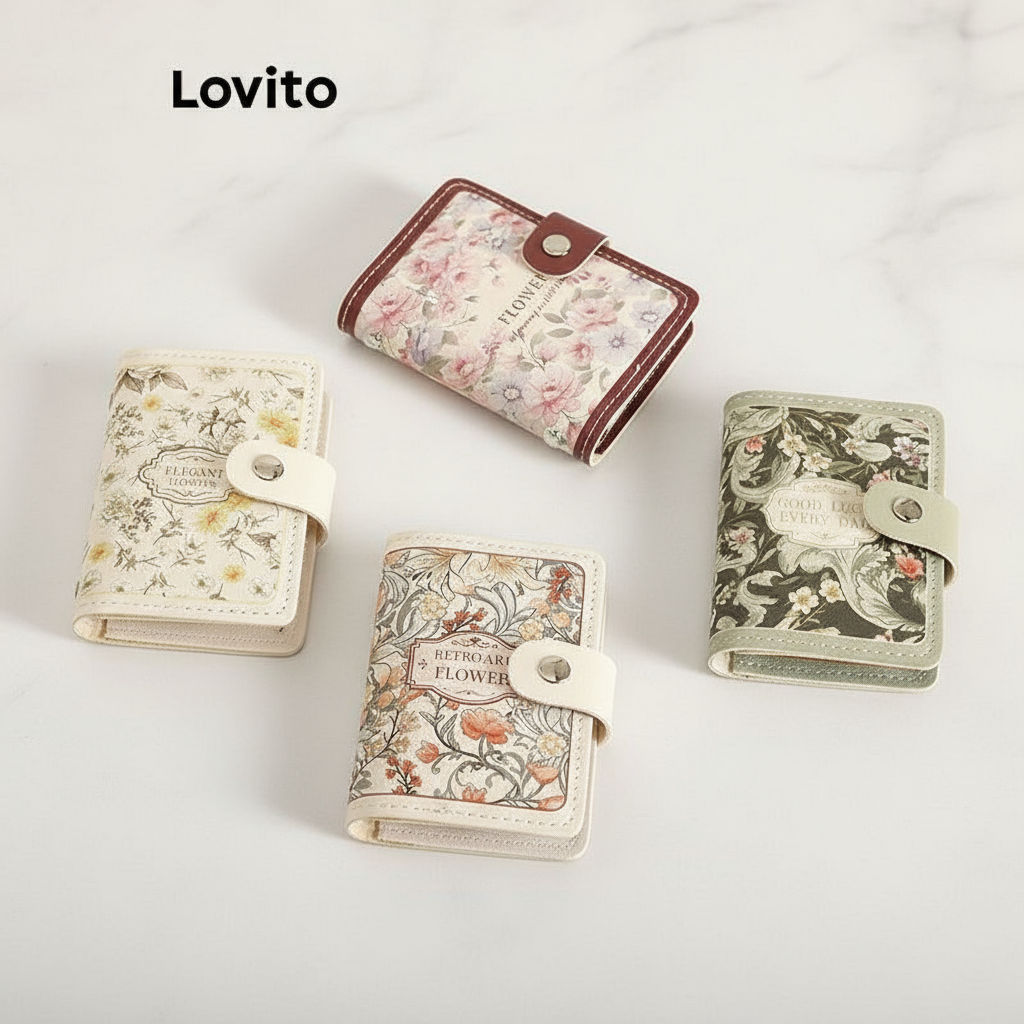 Lovito Porta-Cartões Delicado Com Estampa Floral Discreta Para Mulheres LFA43159 em Oferta na Shopee