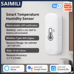 Sensor de temperatura e umidade Saimili Tuya Wi-Fi, termômetro e higrômetro interno, compatível com Smart Life, Alexa e