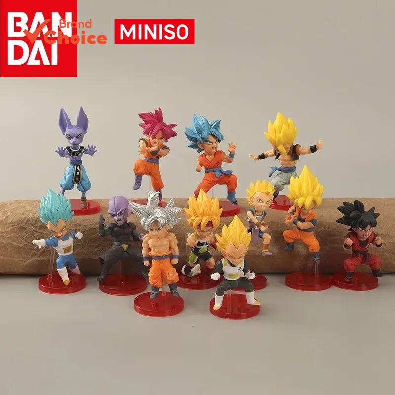 Bandai Dragon Ball Mini Figura Conjunto 12 Pçs 8cm Goku Vegeta Berus Broli Super Saiyan PVC Modelo Ação Estatueta Coleçã