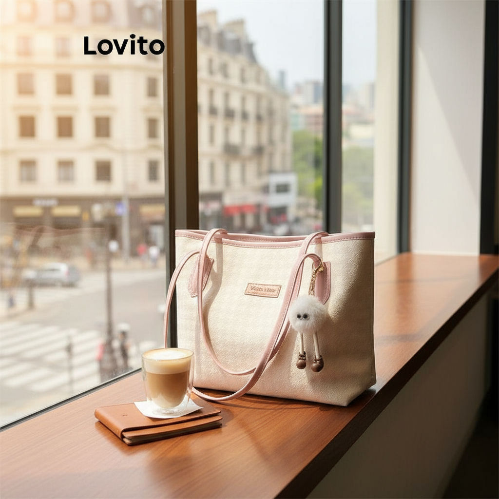 Lovito Bolsa Casual Feminina com Estrutura Lisa e Patchwork para Ombro LFA43710 em Oferta na Shopee