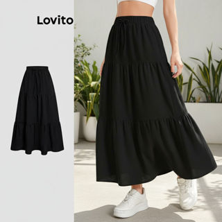 Lovito Saia Feminina Casual de Verão/Primavera com Modelagem Estruturada e Design Liso L118ED149 em Oferta na Shopee