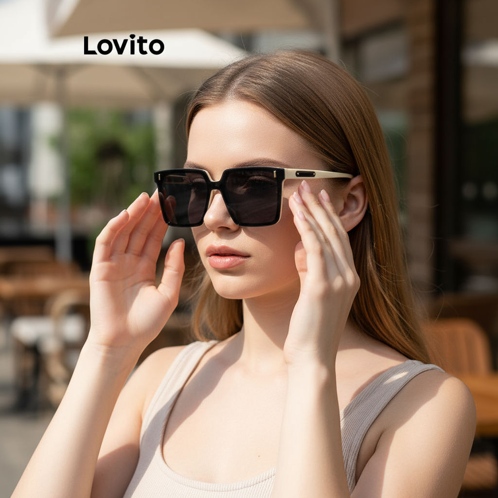 Lovito Óculos De Sol Casuais Óculos De Sol Básicos Lisos Para Mulheres LFA03082\4