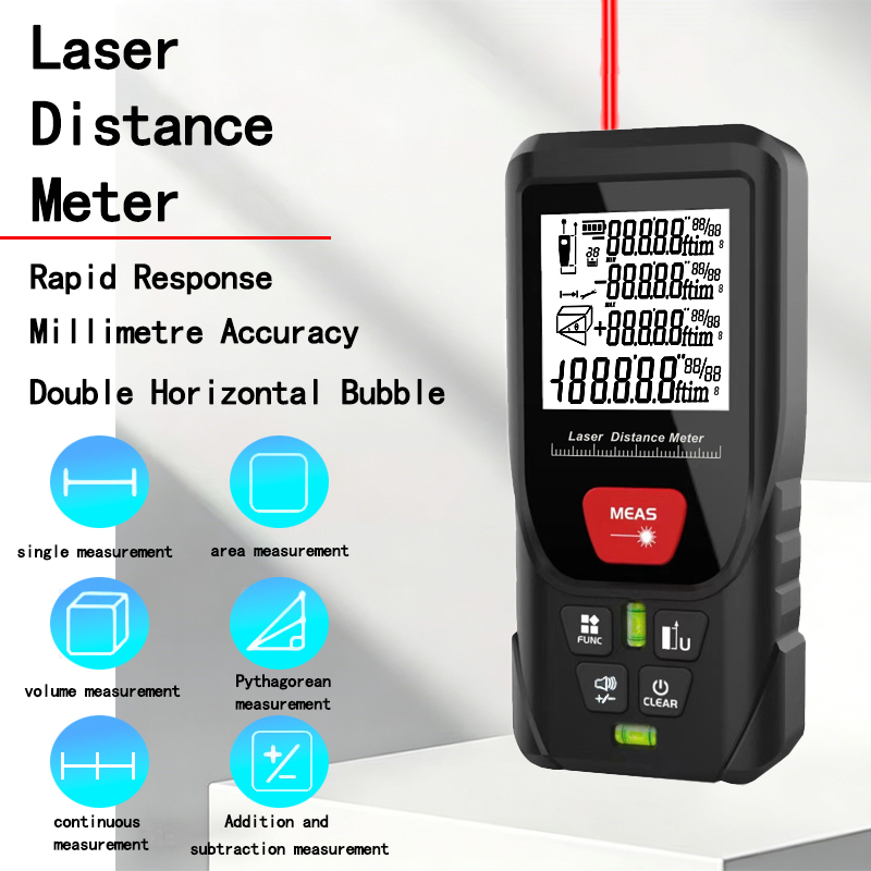 Medidor De Distância A Laser De Uma Peça , Ferramenta De Medição Digital De 50-200M Com Cálculo De Volume De Área