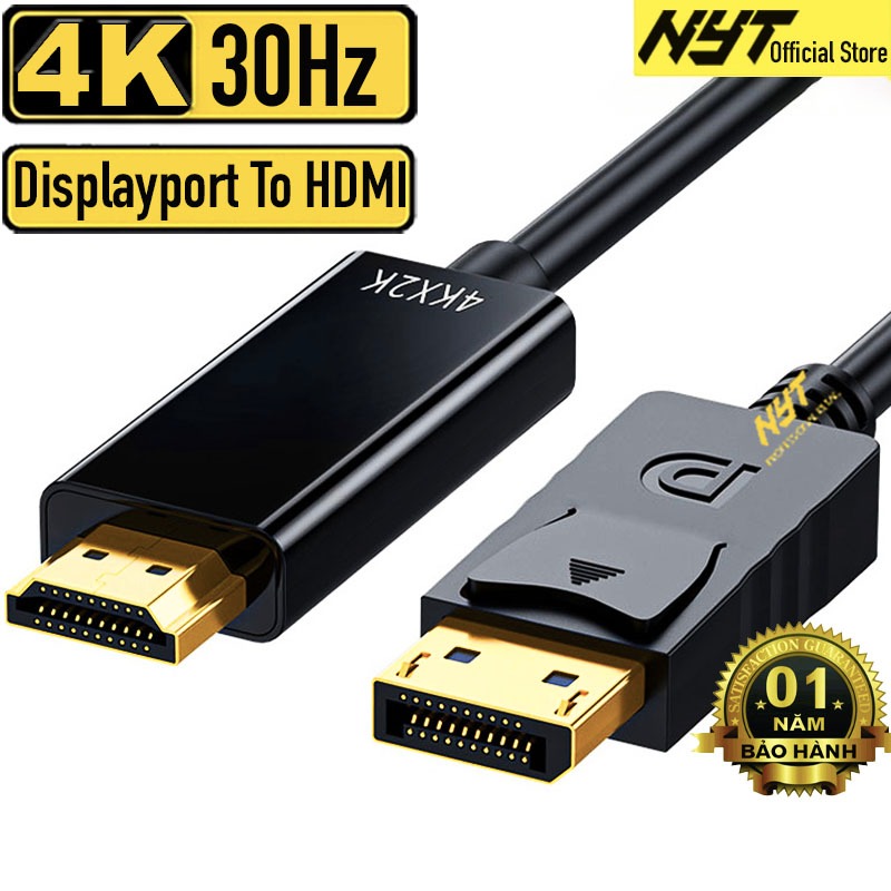 Cabo DisplayPort para HDMI, cabo de vídeo e áudio HDMI macho para macho 4K 1080P para computador, laptop, TV, projetor,