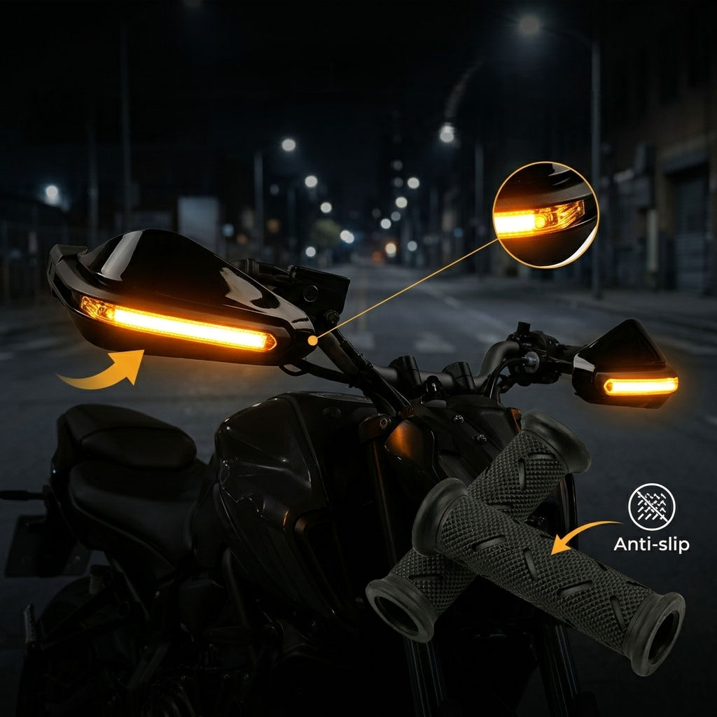 Vividstick Protetores De Mão Para Motocicleta Com Sinais De Seta LED Âmbar Cnc Suporte De Alumínio Textura De Diamante P — imagem 2 de 2