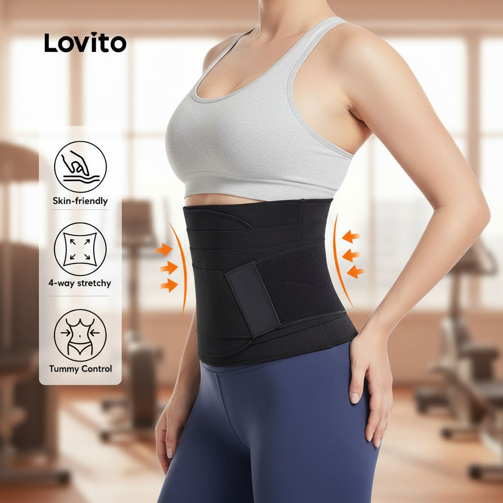 Lovito Modelador Casual Sem Costura para Modelagem Corporal Feminina LNE31252 (Preto) em Oferta na Shopee