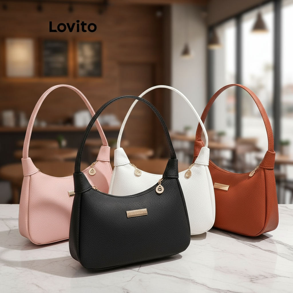Lovito Bolsa Feminina Simples Zíper para Usar Debaixo do Braço Gran Capacida Mão Versátil LFA11581\3 em Oferta na Shopee