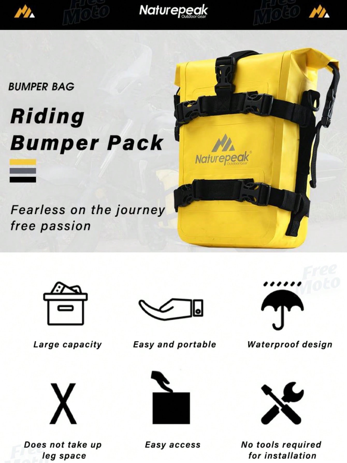 Bolsa de proteção para barra de proteção de motocicleta universal à prova d'água, liberação rápida, armazenamento