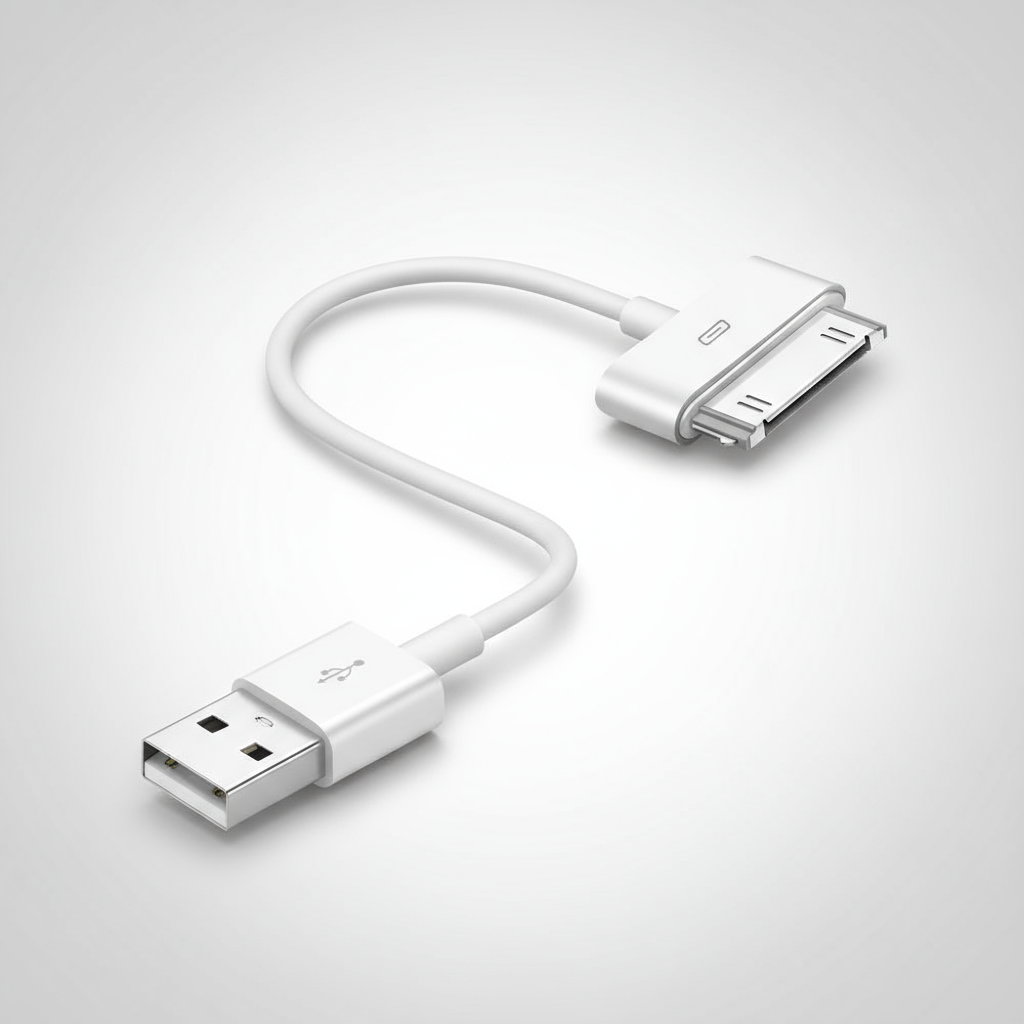 Cabo Adaptador USB para Carregador de iPhone 4, 4s, 3G, 3GS, iPad 1, 2, 3, iPod Nano, Touch