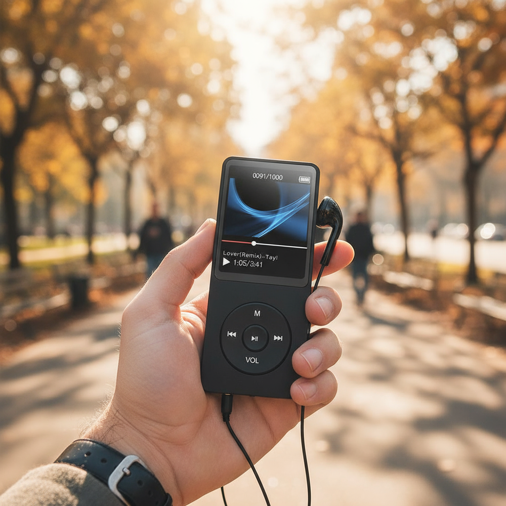 Bluetooth HiFi MP3 MP4 Player com alto-falante esportivo, rádio FM e gravador de voz, compatível com cartão TF de