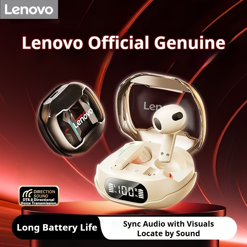 Fones de ouvido Bluetooth para jogos Lenovo TG101, fones de ouvido sem fio com microfone, display digital LED, Bluetooth