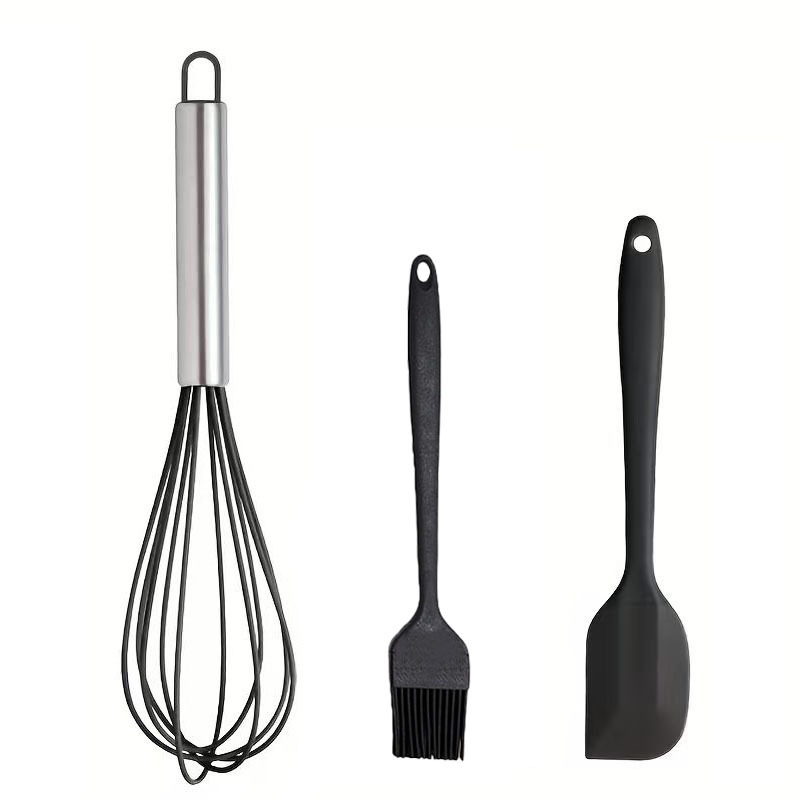 Conjunto De Utensílios De Cozimento De Silicone De Qualidade Alimentar De 3 Peças , Ferramentas Antiaderentes Resistente