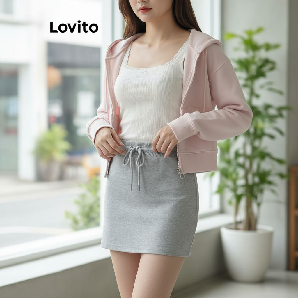 Lovito Jaqueta Feminina Casual Cordão Simples LNA75075\3 em Oferta na Shopee