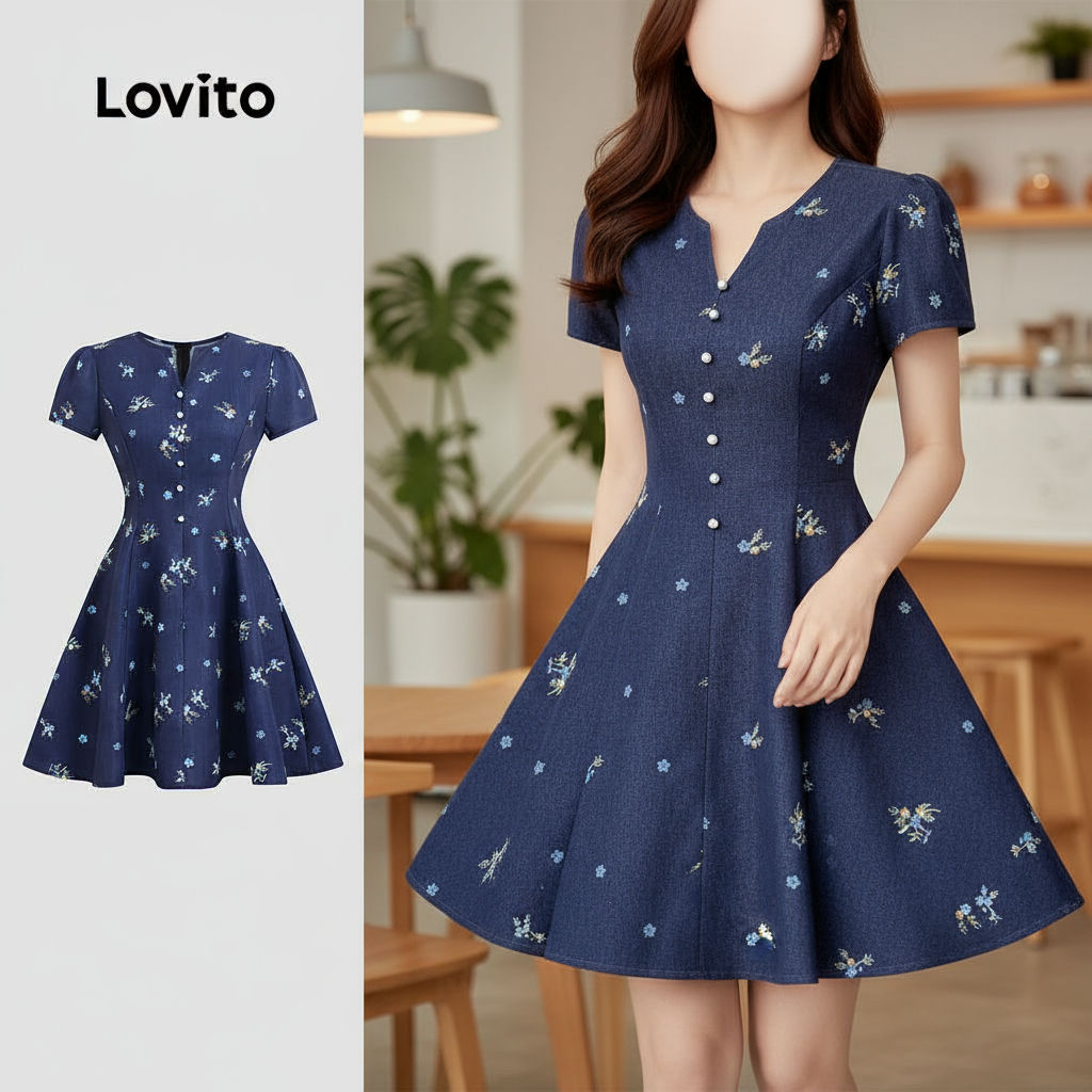 Lovito Vestido Casual Feminino Multicolorido com Pontas para Primavera/Verão L134ED942 em Oferta na Shopee