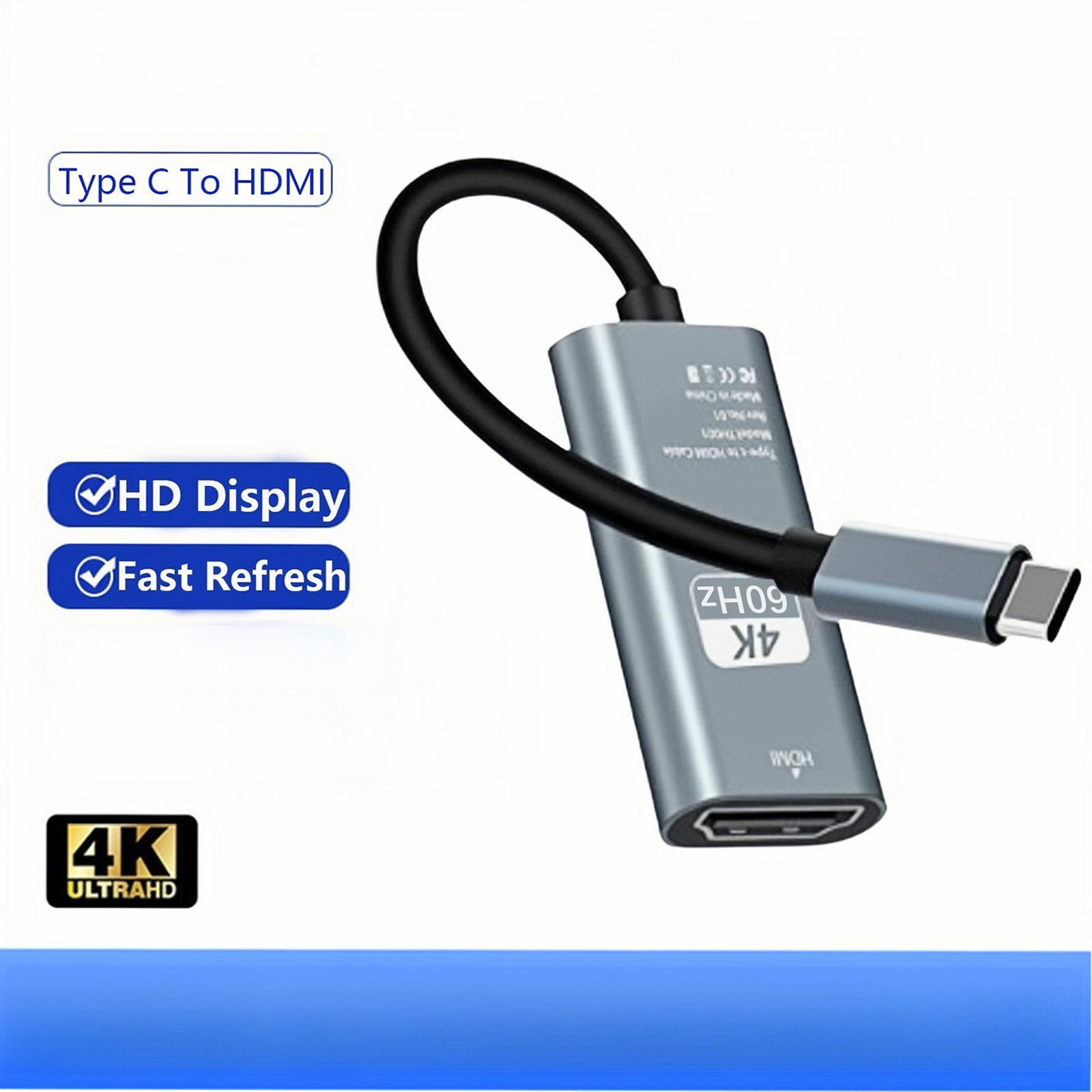 Adaptador 4K 60Hz USB-C para HDMI Thunderbolt 3 Conversor para TV/Monitor/Projetor de Laptops, Celulares e Tablets