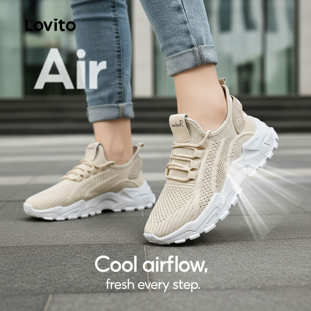 Lovito Tênis Femininos de Malha esportiva LFAS2046\6