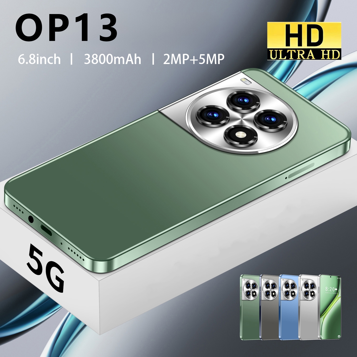 OP13 HD Tela Grande 5G Smatphone 3GB + 32GB Armazenamento Duplo SIM Telefone Móvel Reconhecimento Facial Android Celular