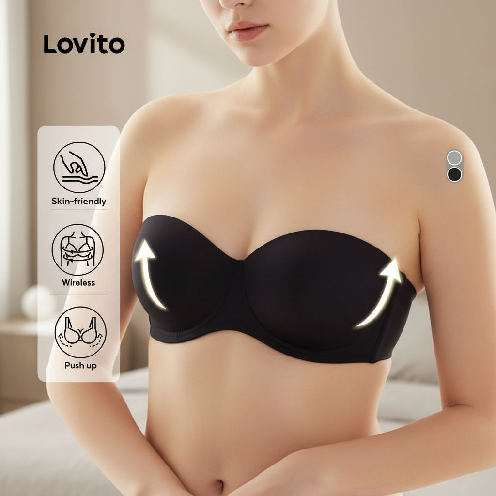 Lovito Sutiã Push-up Sofisticado Sem Alças, Sem Costas, Bojo Removível e Sem Aro para Mulheres L344l016 em Oferta na Shopee