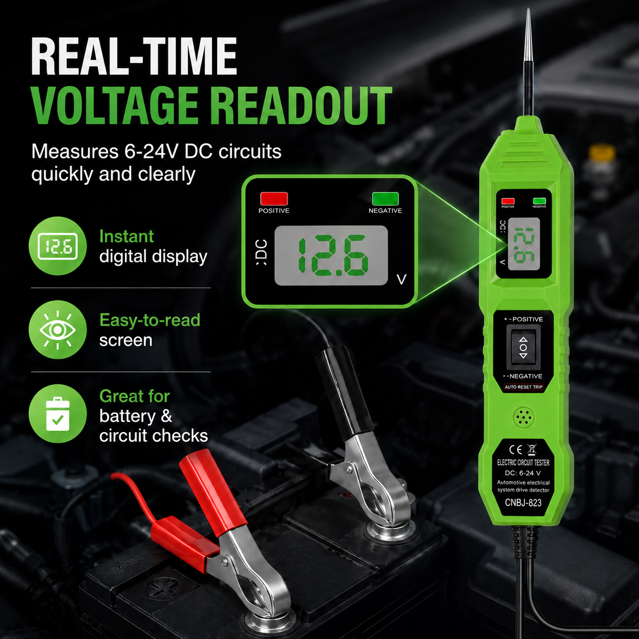 Kit Testador Elétrico Automotivo , De Sonda De Tensão LCD , 12v , Analisador De Relé De Carro , Ferramenta De Diagnóstic — imagem 2 de 2